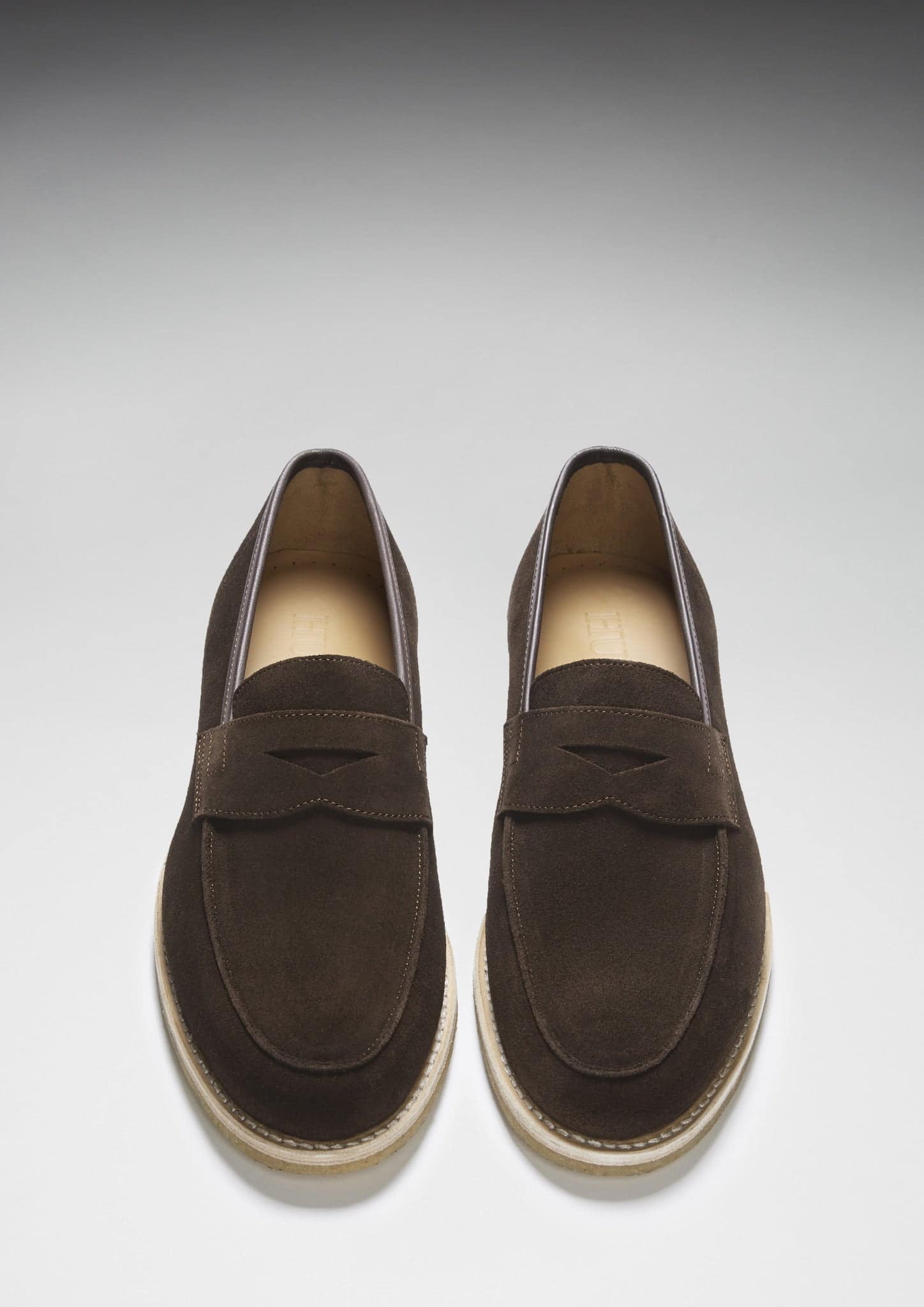 Brown Suede Loafers, Crepe Rubber Welted Sole - Image 4