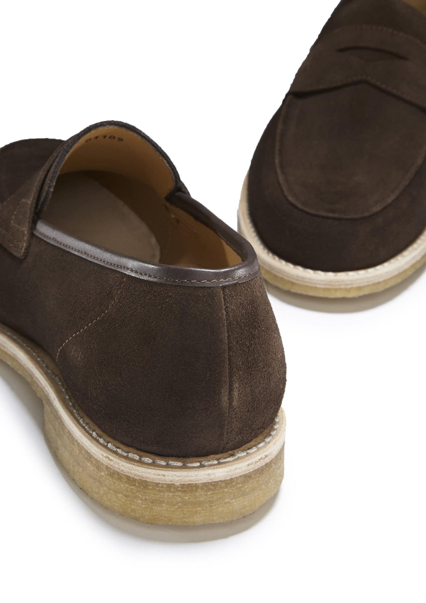 Brown Suede Loafers, Crepe Rubber Welted Sole - Image 5