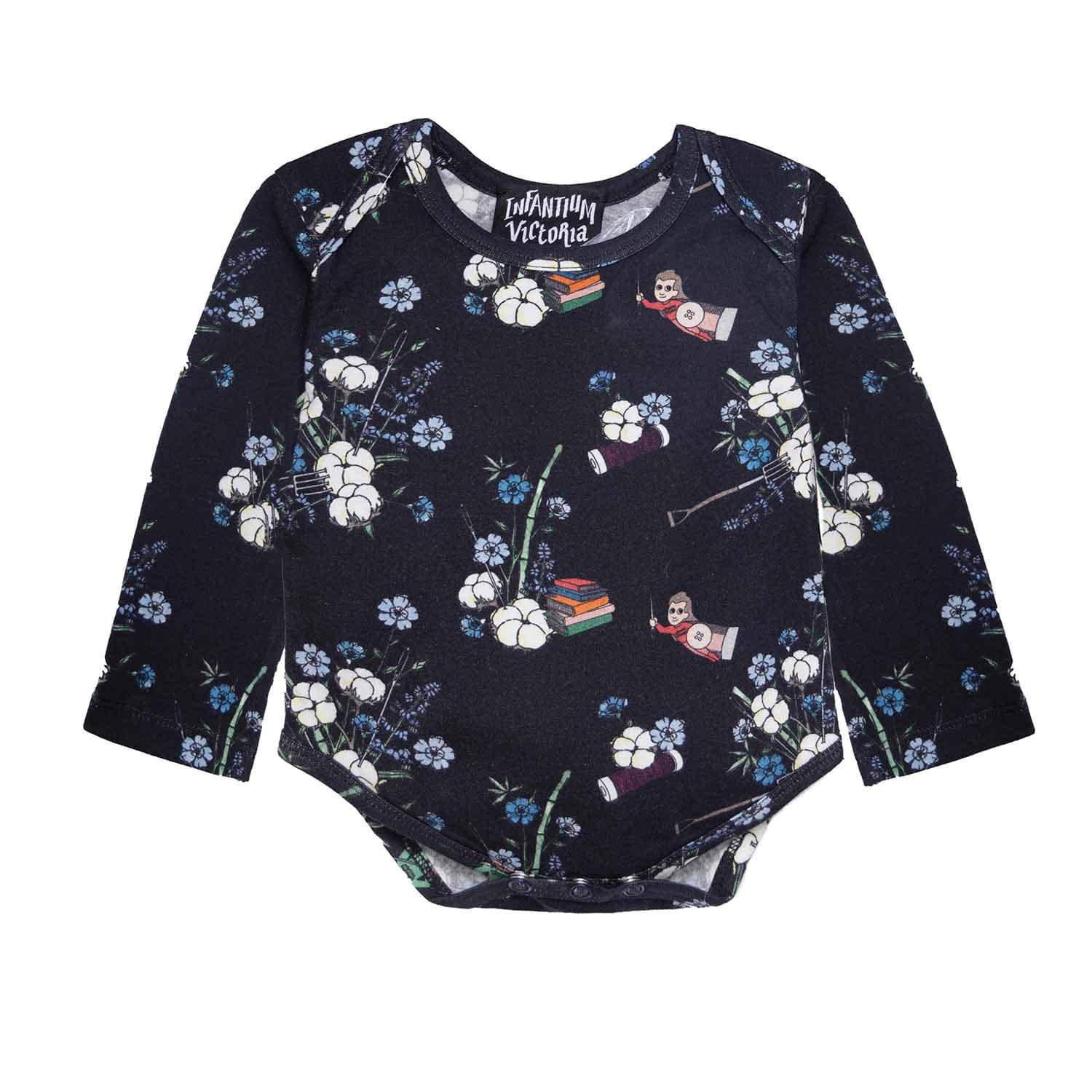 Floral Black Baby Onesie - Image 3