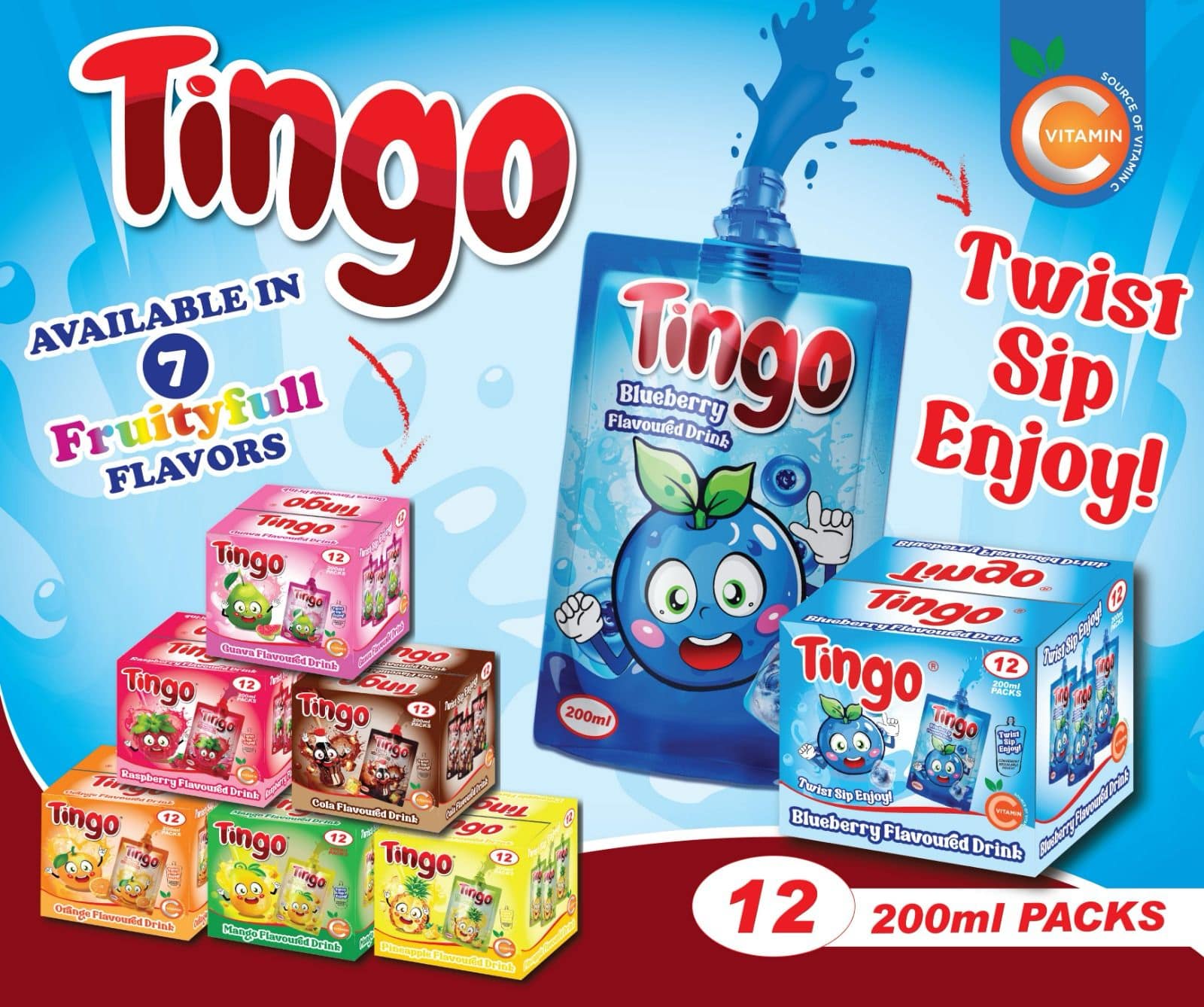 Tingo Assorted Flavoured Drink12 X 200ml