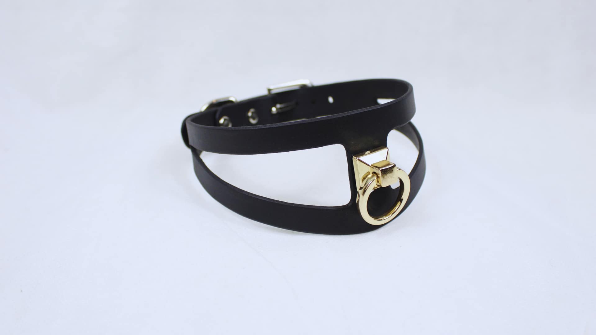Black Leather BDSM Collar | Minimalist Gothic Submissive Collar