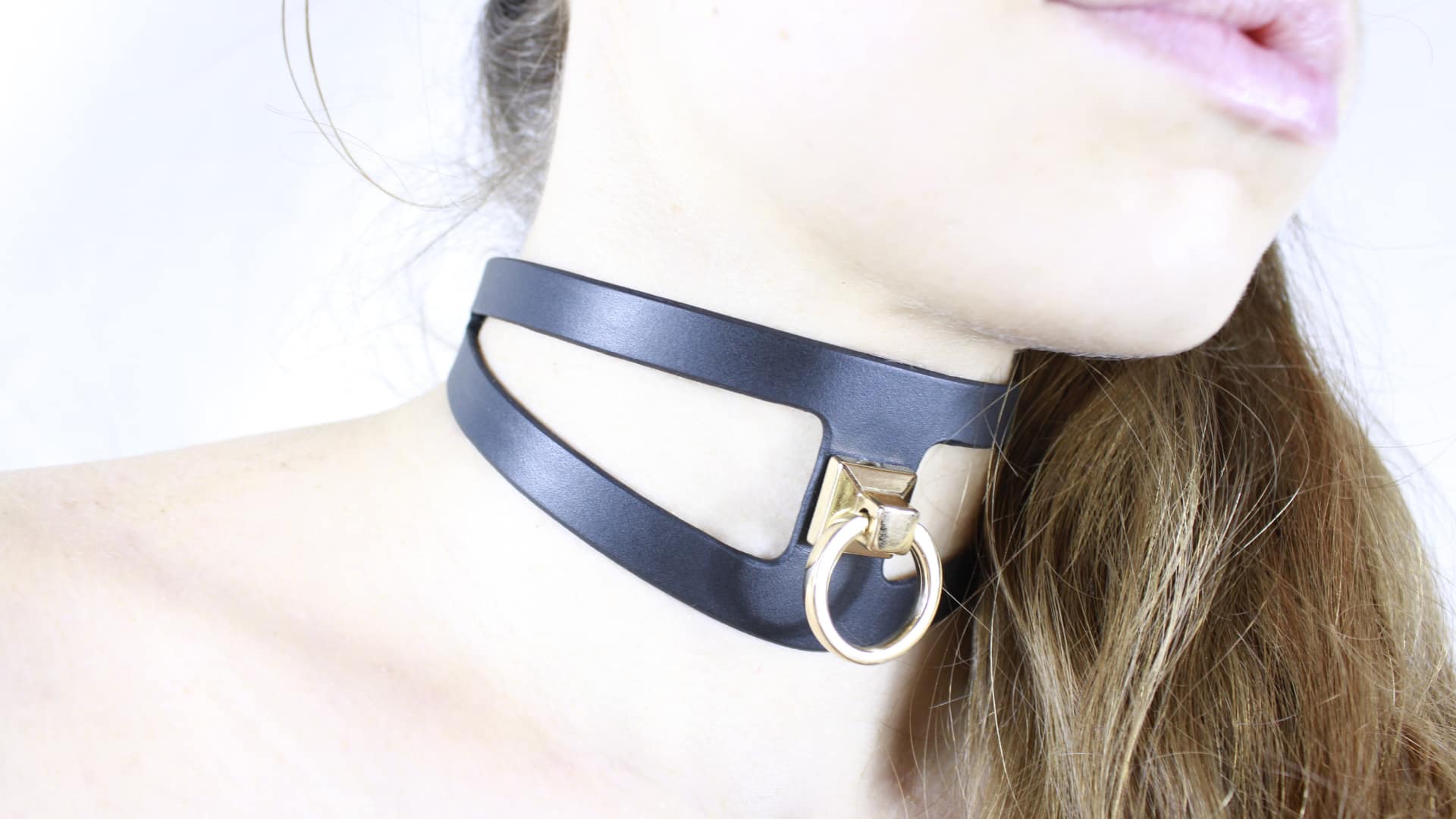 Black Leather BDSM Collar | Minimalist Gothic Submissive Collar - Image 5