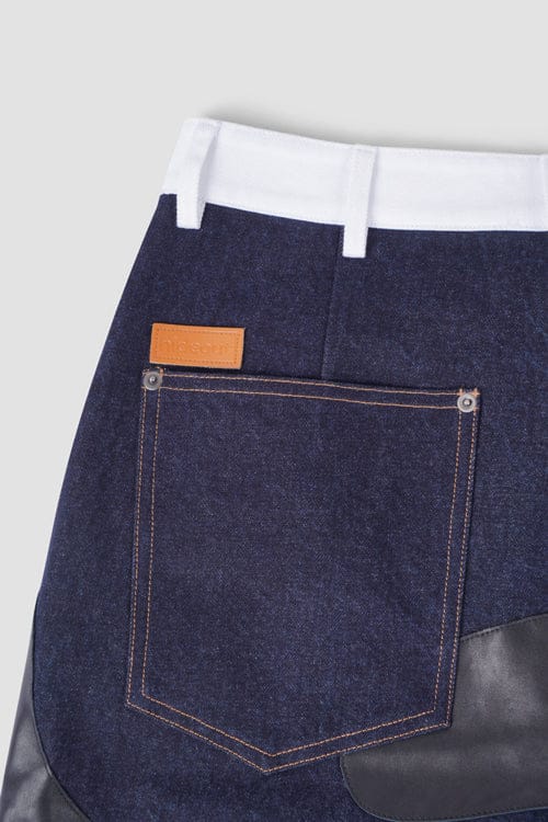 Camouflage Vegan Leather Denim Cargo Jeans Shorts - Image 5