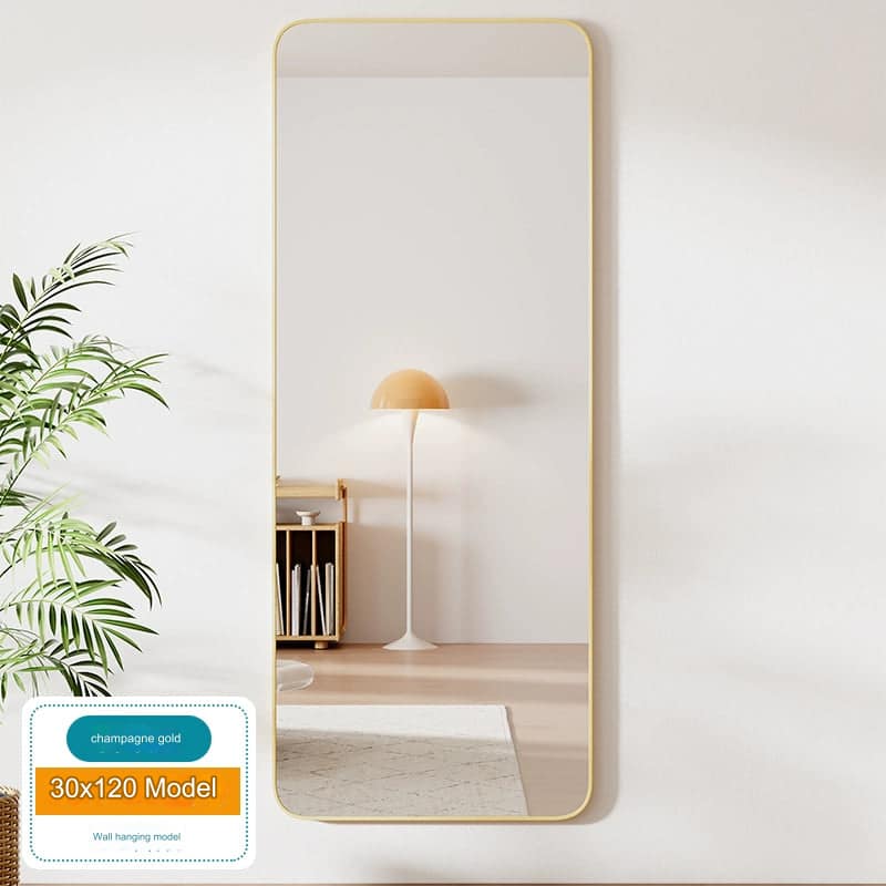 Champagne Gold Wall-Mounted Full Body Mirror | 30x120 cm - Image 2